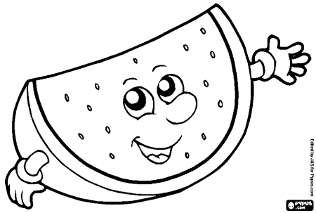 Cute Happy Watermelon Slice Coloring Pages - Watermelon Coloring Pages - Coloring  Pages For Kids And Adults