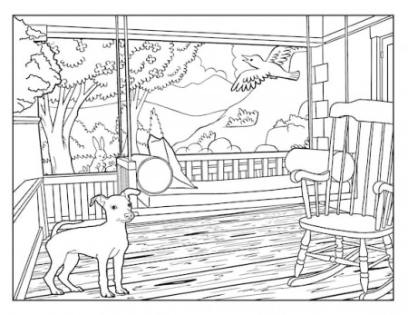 Front Porch around the House Coloring Pages for Adults 1 - Etsy