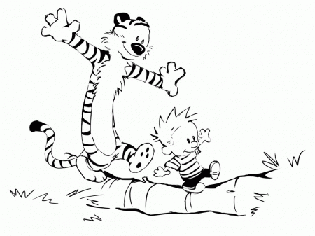 Calvin and Hobbes free line art by MelloW77 on DeviantArt