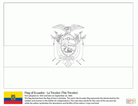 Ecuador Flag Coloring Page