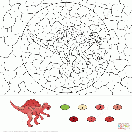 Dinosaurs Color by Number coloring pages | Free Printable Pictures
