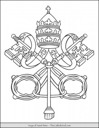 Keys of Saint Peter Coloring Page - TheCatholicKid.com