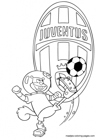 Juventus Sandy playing soccer free printable coloring page