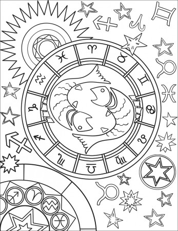 Pisces Zodiac Sign Coloring Page - Free Printable Coloring Pages for Kids