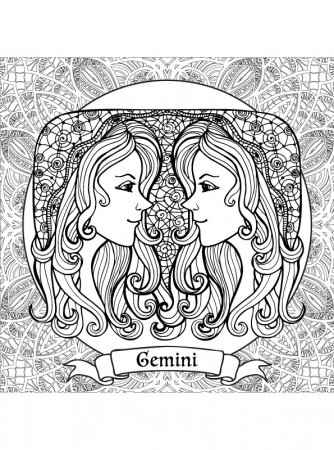 Kids-n-fun.com | Coloring page Zodiac signs for adults Gemini
