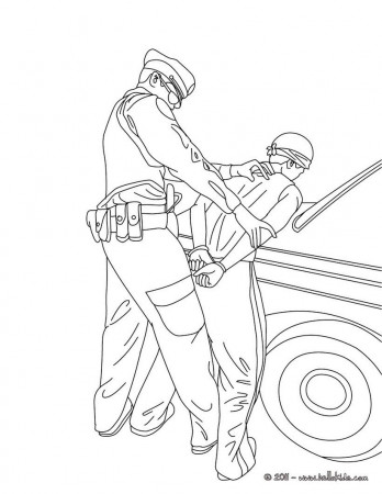 Policeman arresting a thief coloring pages - Hellokids.com