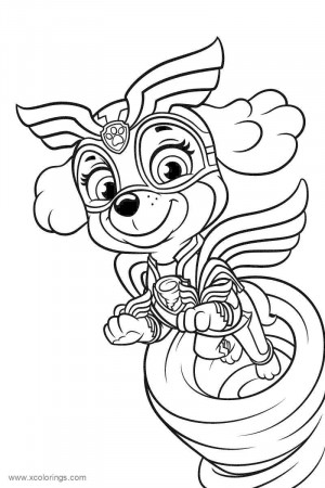 Super Pups Paw Patrol Mighty Pups Skye Coloring Pages - XColorings