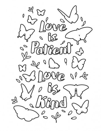 Printable coloring page 8.5x11 in. Love is Patient | Etsy