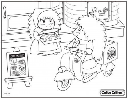 Calico Critters Pizza Delivery Coloring Pages - Coloring Cool