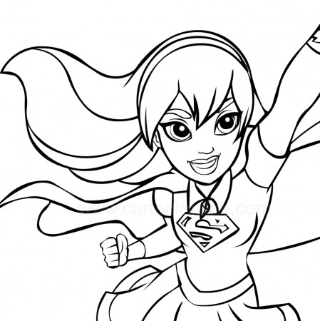 Supergirl in the foreground (DC Superhero Girls) coloring page