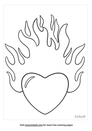 Hearts With Flames Coloring Page | Free Emojis-shapes-and-signs Coloring  Page | Kidadl