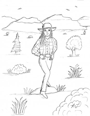 Robin's Great Coloring Pages: Adison the Wyoming Cowgirl - coloring page