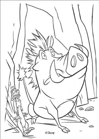 Terrified Pumbaa and Timon coloring page | Lion King Coloring ...