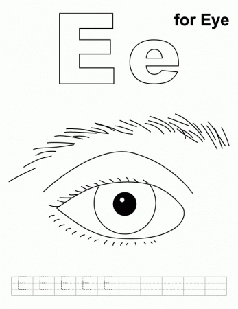 E for eye coloring page with handwriting practice | Download Free ...