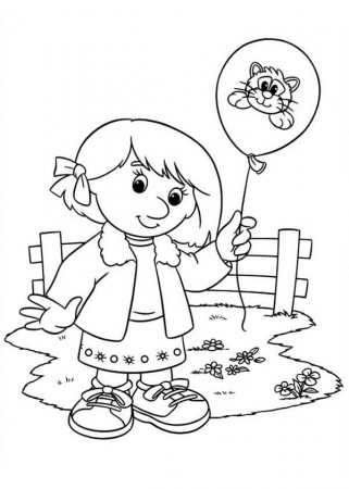 Lucy Shelby Holding a Balloon in Postman Pat Coloring Pages | Bulk ...