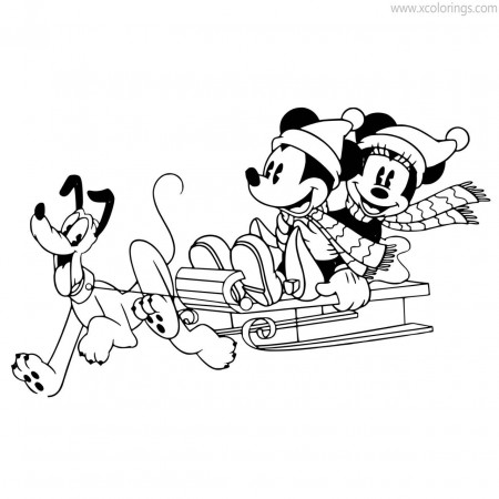 Mickey Mouse Christmas Coloring Pages Minnie Mickey and Pluto -  XColorings.com