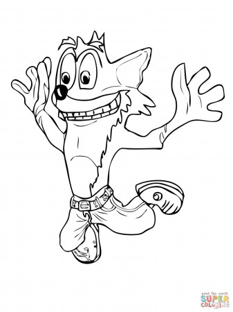 Crash Bandicoot Is Mid-Jump! coloring page | Free Printable Coloring Pages