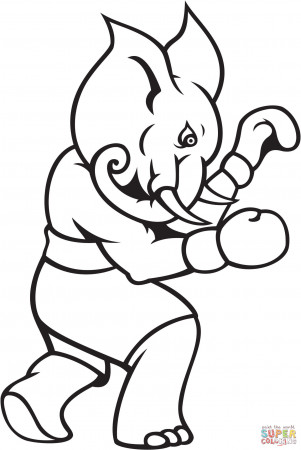 Elephant Boxing coloring page | Free Printable Coloring Pages
