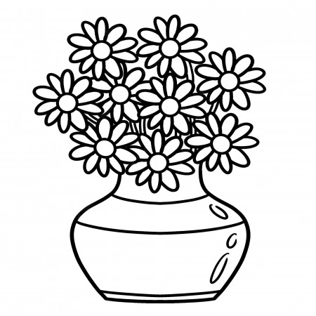 Premium Vector | Flower vase isolated coloring page for kids