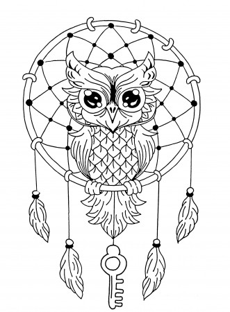 Coloring Pages : Coloring Pages Owl Dreamcatcher Owls For ...