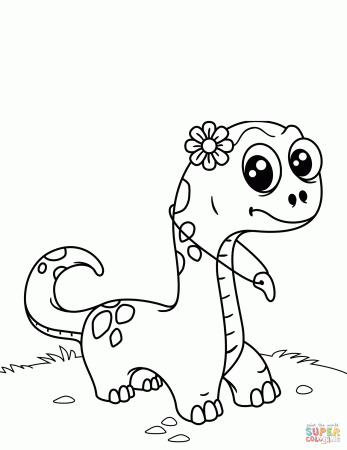 Cute Dinosaur with Tooth Necklace coloring page | Free Printable ...
