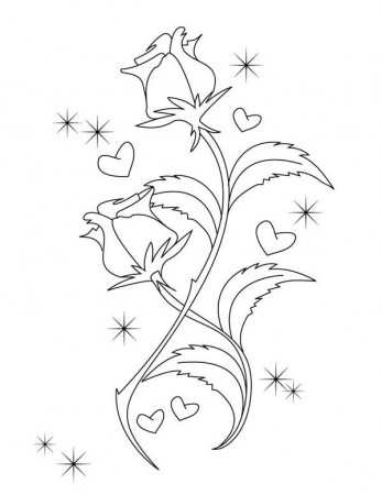 Beautiful Hearts and Roses Coloring Page | Color Luna