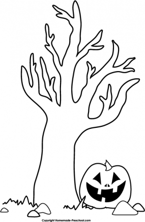 halloween tree clipart coloring page - Clip Art Library