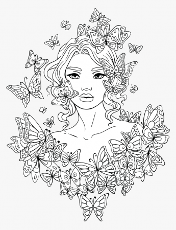 Woman Coloring Pages For Teens - Girl Colouring Pages For Adults, HD Png  Download , Transparent Png Image - PNGitem