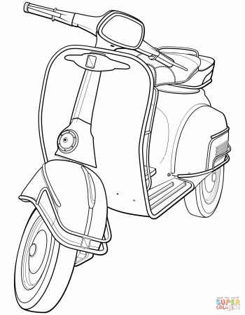 Scooter Vespa coloring page | Free Printable Coloring Pages