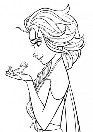 Elsa and Bruni Frozen 2 Coloring Page - Free Printable Coloring Pages for  Kids