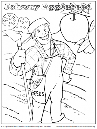 Coloring Sheet: Johnny Appleseed | Education World