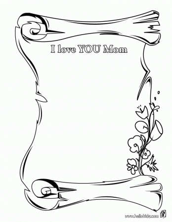 Mother's Day certificates coloring pages - I love you