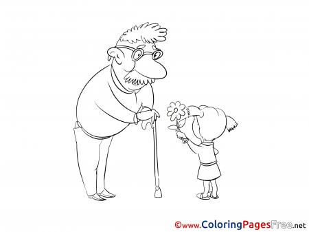 Grandfather and Girl for Children free Coloring Pages