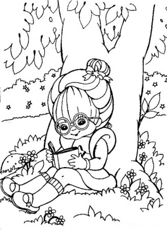 Rainbow Brite Reading Book Under Tree Coloring Page | Color Luna