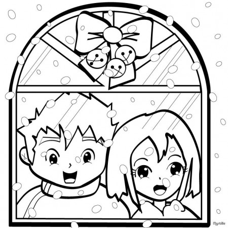 CHRISTMAS VILLAGE coloring pages - Snowflakes on Christmas Eve