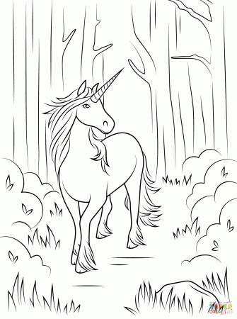 Forest Unicorn coloring page | Free Printable Coloring Pages