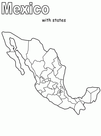 Map of mexico | Flag coloring pages, Mexico map, Kindergarten coloring pages