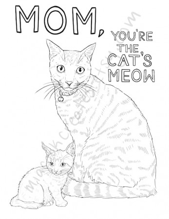 Cats Meow Mothers Day Coloring Page Digital Download Fun - Etsy Canada