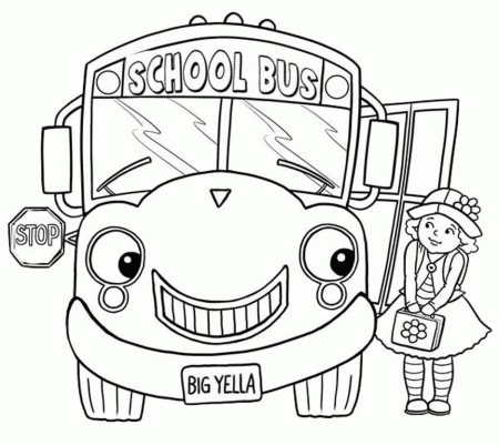 Little Girl and School Bus Coloring Pages - School Bus Coloring Pages - Coloring  Pages For Kids And Adults