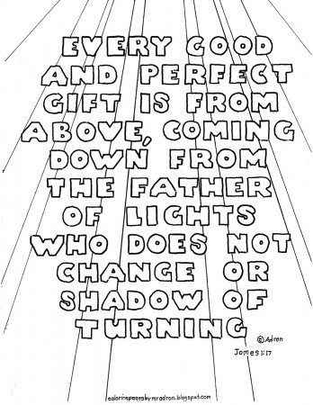 Coloring Pages for Kids by Mr. Adron: Printable Bible Verse Coloring Page,  James 1:17 Every Good Gift Comes From Above
