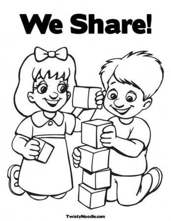 We Share Coloring Page | Preschool coloring pages, Preschool friendship,  Thankful for friends