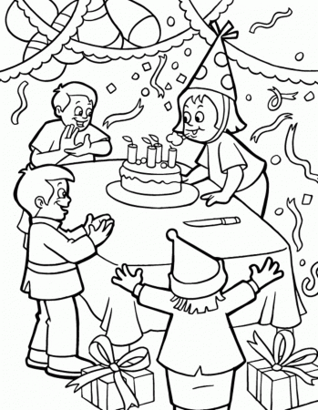 Birthday Party Coloring Pages Free Funny Coloring Page Free ...