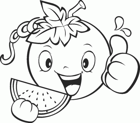 Tomato Eating Watermelon Coloring Page - Free Printable Coloring Pages for  Kids