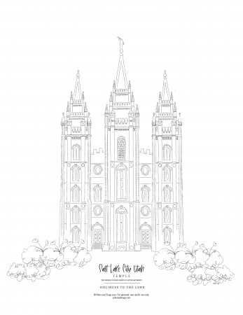 Salt Lake City Utah Temple Coloring Page | Pinto & Tioga LLC