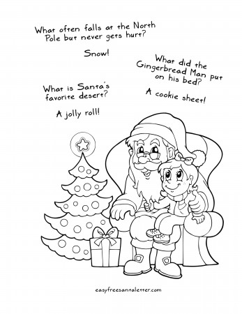 Free Printable Christmas Coloring Pages (with jokes!) | Coloring and  Activity Pages at Letters from Santa www.easyfreesantaletter.com