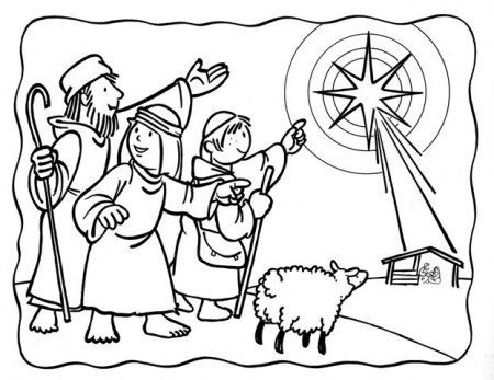 Shepherds see the star | Nativity coloring pages, Christmas ...