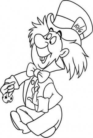 Mad Hatter with Cookie Coloring Page - Free Printable Coloring Pages for  Kids