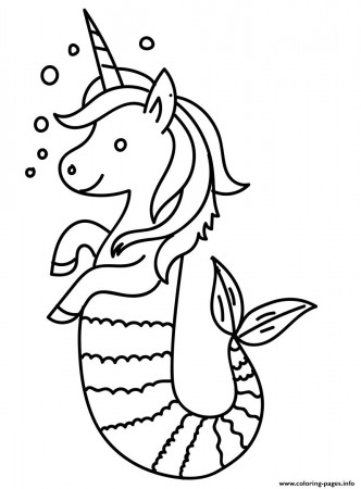 Cute Unicorn Mermaid Kawaii Coloring Pages Printable