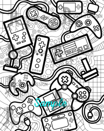 INSTANT DOWNLOAD Coloring Page Video Game Controllers | Etsy