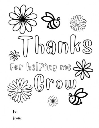 Thanks for Helping Me Grow Coloring Page Teacher Letter Card. - Etsy